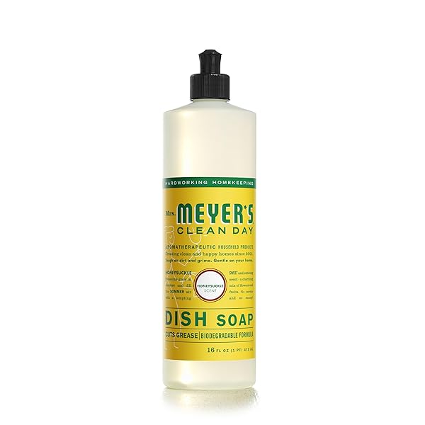 MRS. MEYER’S CLEAN DAY LIQUID DISH SOAP, BIODEGRADABLE FORMULA, HONEYSUCKLE, 16 FL. OZ