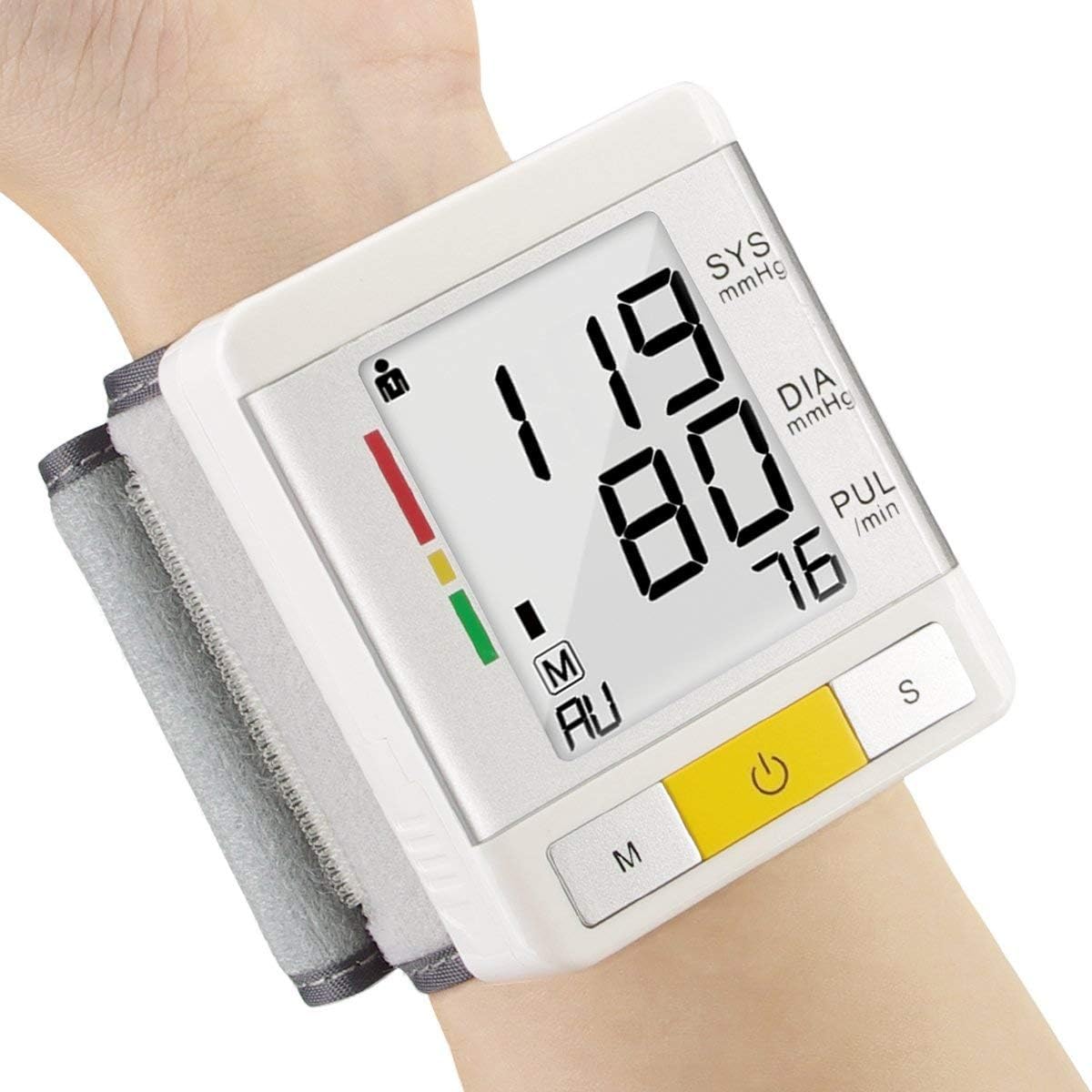 Phileex Wrist Blood Pressure Monitor - Sphygmomanometer Fully Automatic Blood Pressure Machine with Irregular Heartbeat Monitoring Adjustable Wrist Cuff 2 User Mode (Yellow)