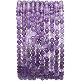 BEADIA Faceted Natural Amethyst Crystal Stone Round Loose Semi Gemstone Beads for Jewelry Making 3-3.5mm 38cm