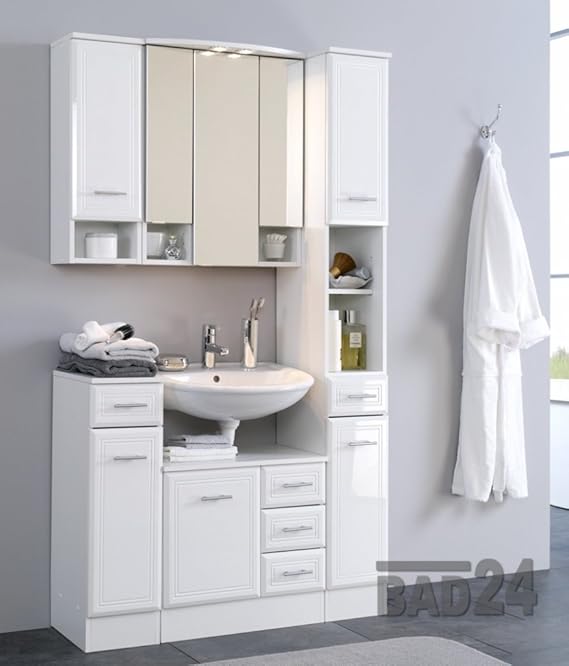 BADMÖBEL SET günstig, 5 tlg. Neapel, Hochglanz weiß: Amazon.de: Küche