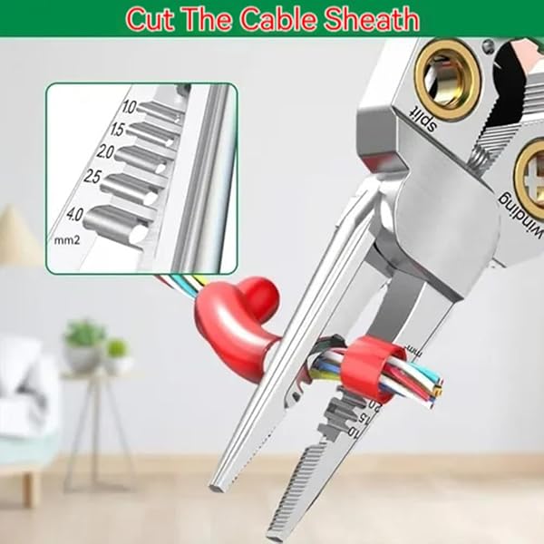 8 IN 1 WIRE STRIPPER WITH VOLTAGE TESTER, ELECTRIC PLIERS, 2025 NEW UPGRADE MULTI-FUNCTION ELECTRIC WIRE STRIPPING TOOL FOR CUTTING AND PULLING PLIERS, ELECTRICIAN REPAIR TOOL (GREEN)
