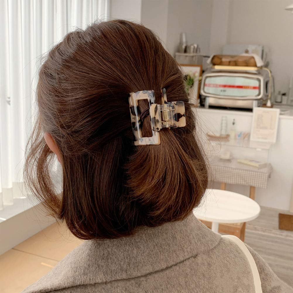2pcs Square Medium hair claw clips for thick fine hair,Tortoise shell rectangle claw hair clips medium for women ladies - Image 5