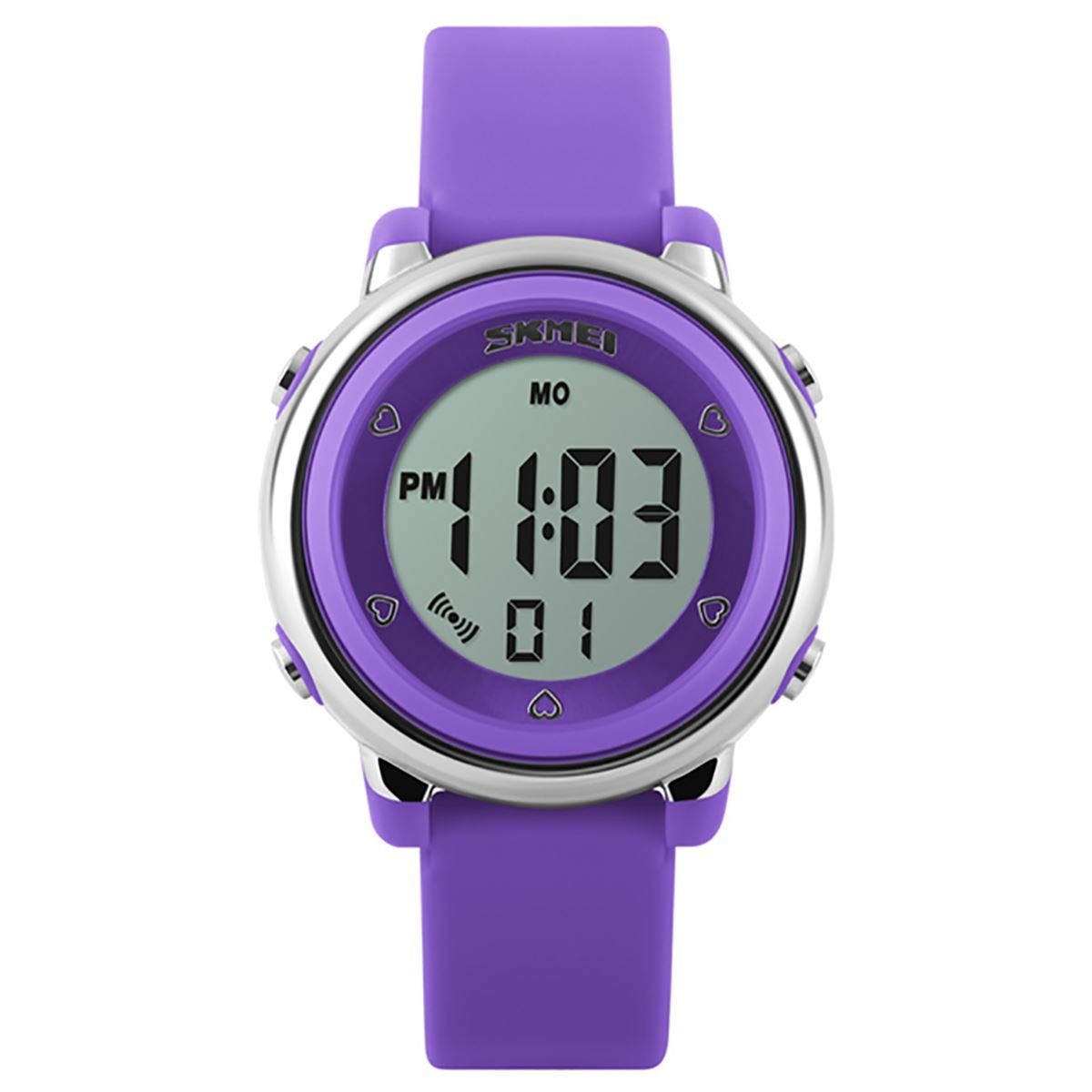 SKMEI Girls Cute Clear Digital Display Watch Purple Perfect for Age 5+ Stopwatch Alarm Water Resistant Easy to Read — image 1