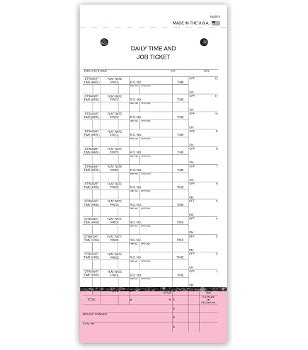 Donkey Auto Products Daily Time & Job Ticket Flag Sheets – 3-Part Form #JT-12-PSG (250/Box)