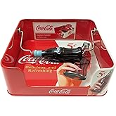 Tin Box Company Flat Napkin Holder with Plastic Replica Handle, Coca Cola