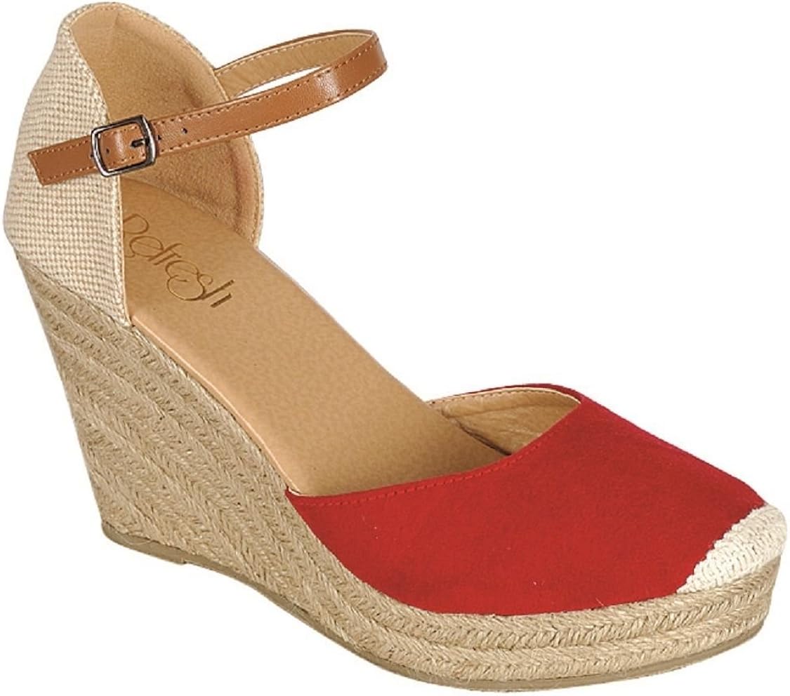 Amazon.com | Refresh Sandra-01 Mary Jane Espadrille Wedge Platform Cap Toe Canvas Sandal Shoes 