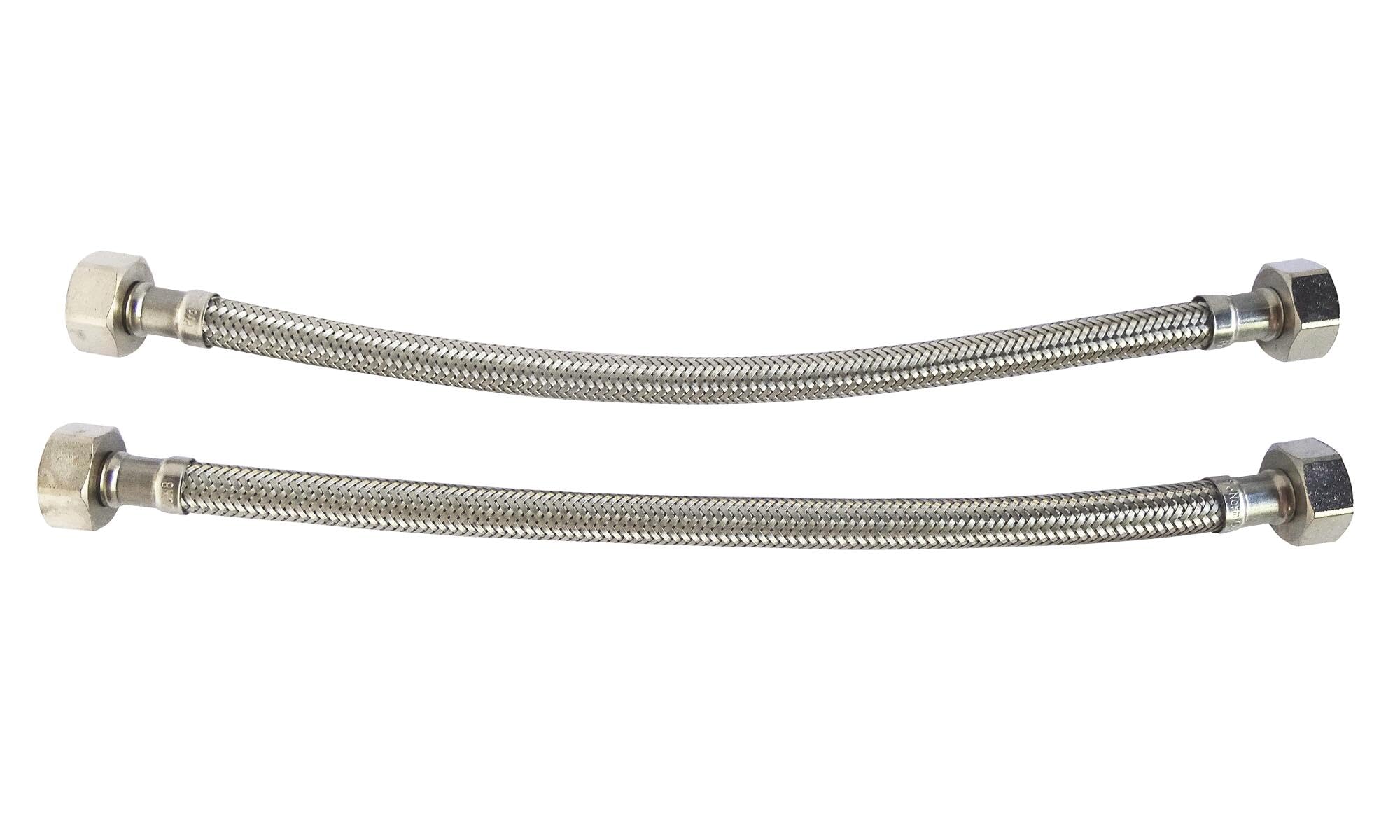 Somatherm FP985-02 2 Flexible Stainless Steel Hoses FF 15 x 21 30 cm, Grey