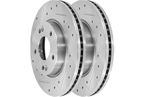 AUTO SHACK AutoShack Front Drilled Slotted Brake Rotors Silver Pair of 2 Driver and Passenger Side Replacement for Hyundai Veloster Kona Venue Elantra Coupe Elantra GT Kia Soul Seltos Forte5 AWD FWD PR41586DSZPR