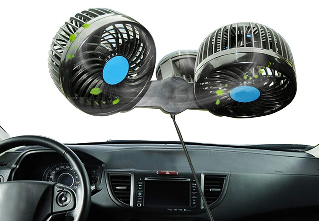 Anjetan 4'' Auto Air Fan Dual Heads Practical Auto Cooling Fan Electric