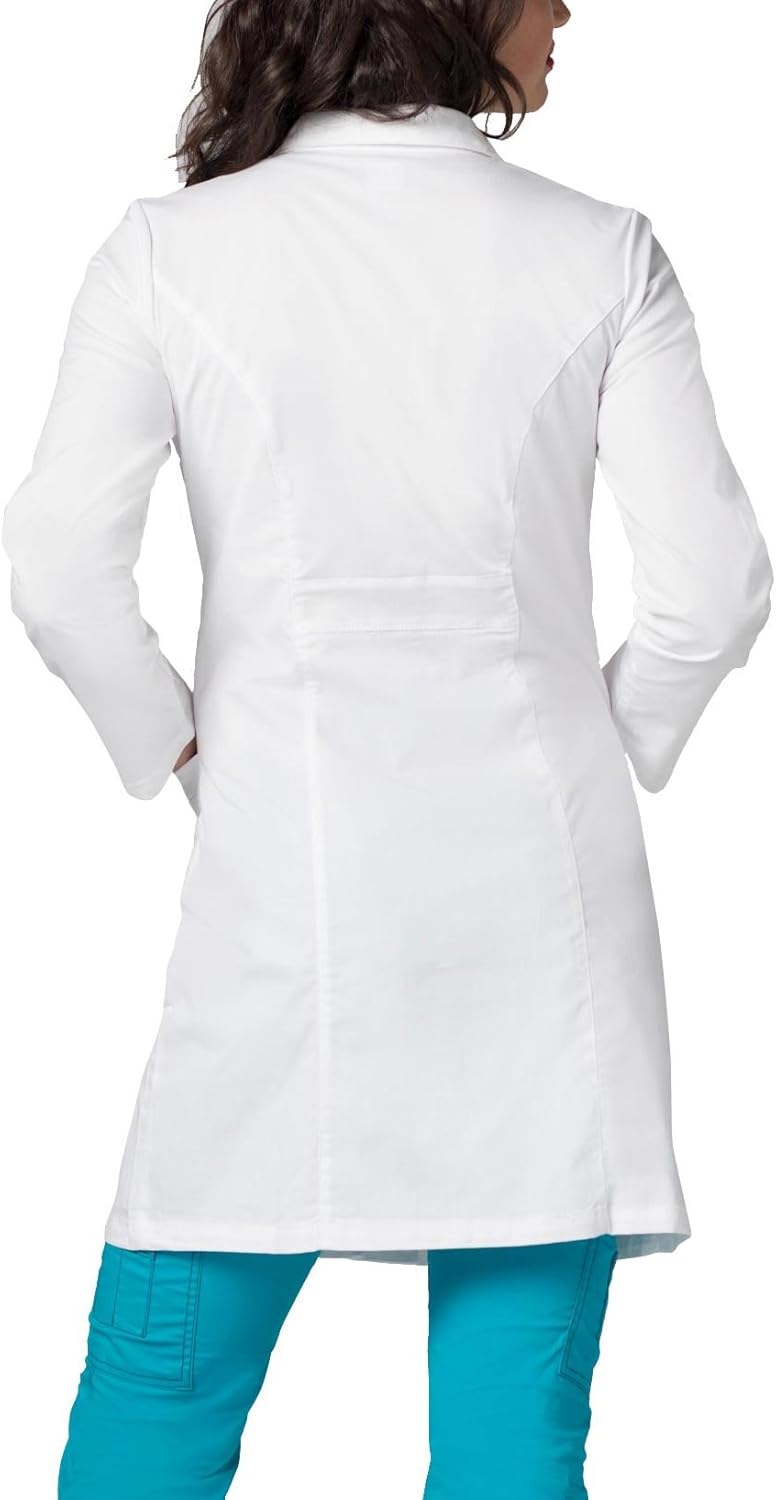 Adar Pop-Stretch Lab Coat for Women - 36" Tab-Waist Lab Coat: Clothing