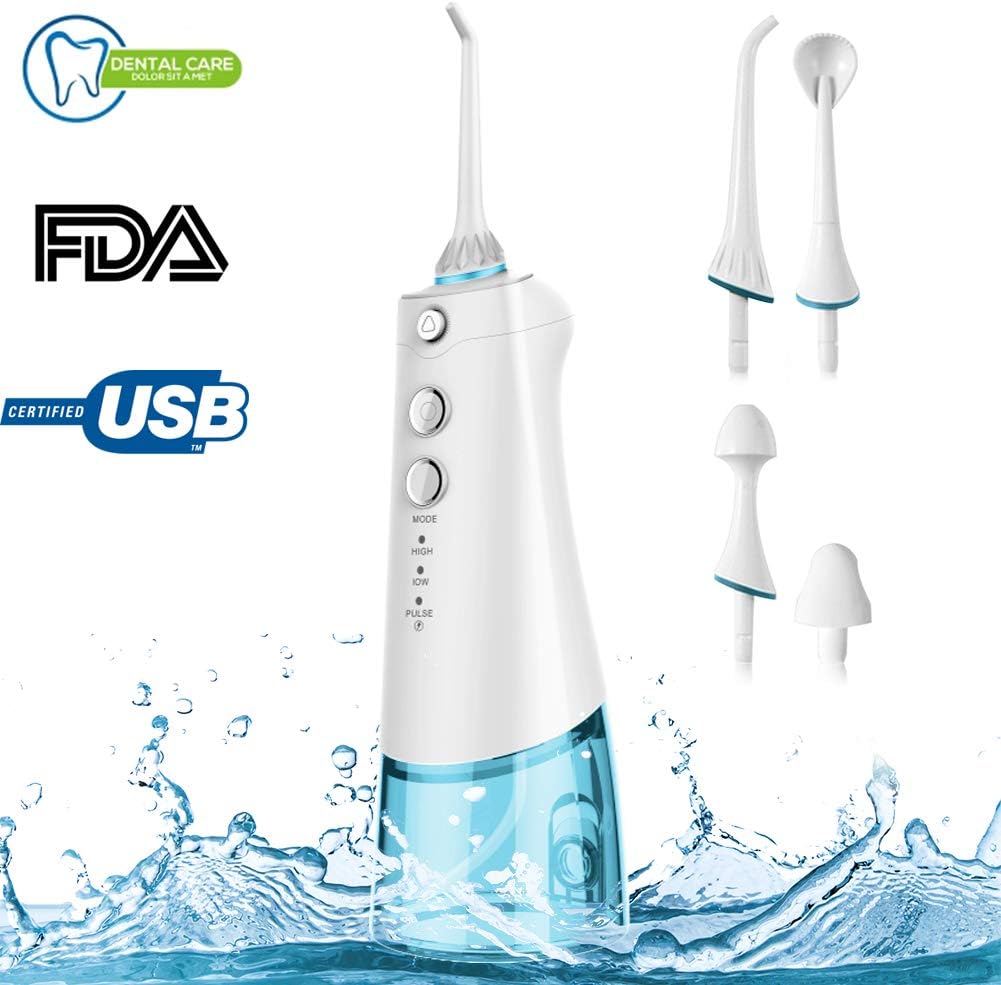 Sannobel Portable Water Flosser for Teeth Cordless Electric Oral Irrigator Dental Flosser Portable for Home Traveling Camping Use(Blue)
