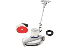 DAPPER SUPPLY 20" High-Speed Commercial Floor Burnisher, 1.5 HP, 1500 RPM, 40ft Cord, Rubber Bumper Guard, with Red, White & Black Pads for Cleaning, Polishing & Stripping