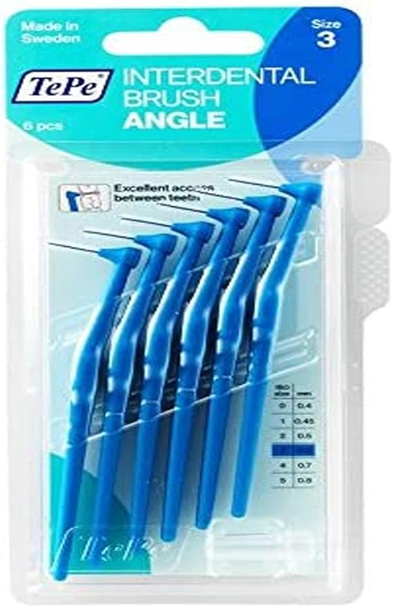 TEPE Angle Blue Interdental Brushes 0.6Mm 6 Pack Health