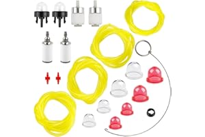HPENP 4 Feet 4 Size Fuel Line Primer Bulb Fuel Filter for Zama Craftman Ryobi Homelite Husqvarna Poulan Carburetor Chainsaw Trimmer Blower Weed Eater 2 Cycle Small Engine with AC04122 Fuel Line kit