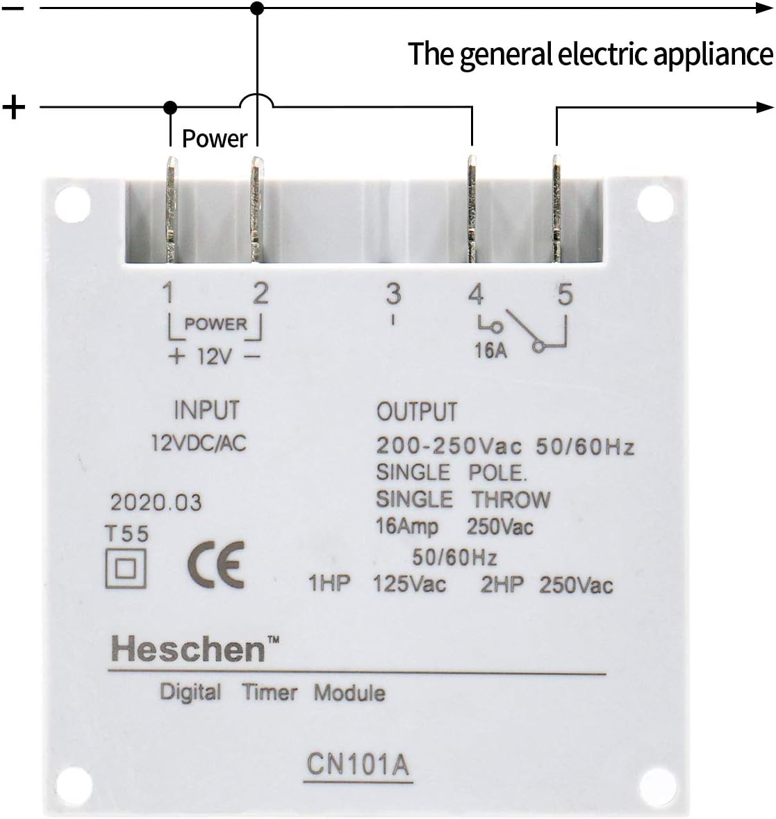 Heschen Digital LCD Power Weekly Programmable Timer Relay Switch CN101A DC 12V 16 Amp SPST, White - Image 4