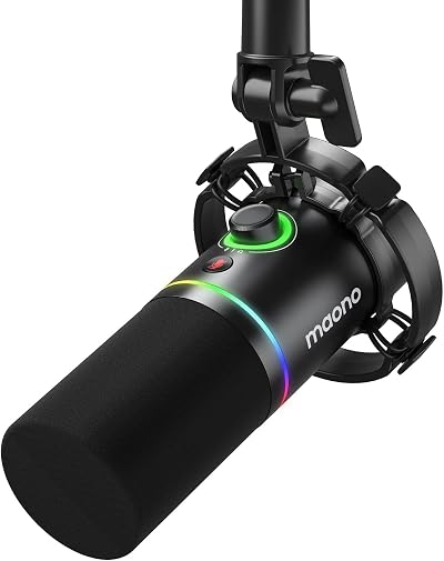 MAONO PD200X Dynamic USB/XLR Microphone with RGB Lighting, 2-in-1 Knob