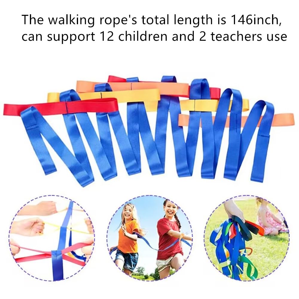 Children's Walking Ropes for Preschool Daycare School Kids Outdoor Colorful Handles for Up to 12 Children 2 Teachers(Blue)