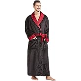 FashGudim Mens Robes Big and Tall Full Length Plush Fleece Long Robe for Men Bathrobe Shawl Collar Warm Winter House Robes