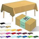 JHDZDHY 10 Pack Premium Disposable Plastic Tablecloth 54" X 108" Rectangle Table Cover for Birthdays Weddings Christmas Anniversary Buffet Table (Gold)