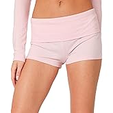 Women Low Waist Lounge Shorts Fold Over Skinny Pajamas Shorts Summer Casual Pj Bottom Sleep Shorts