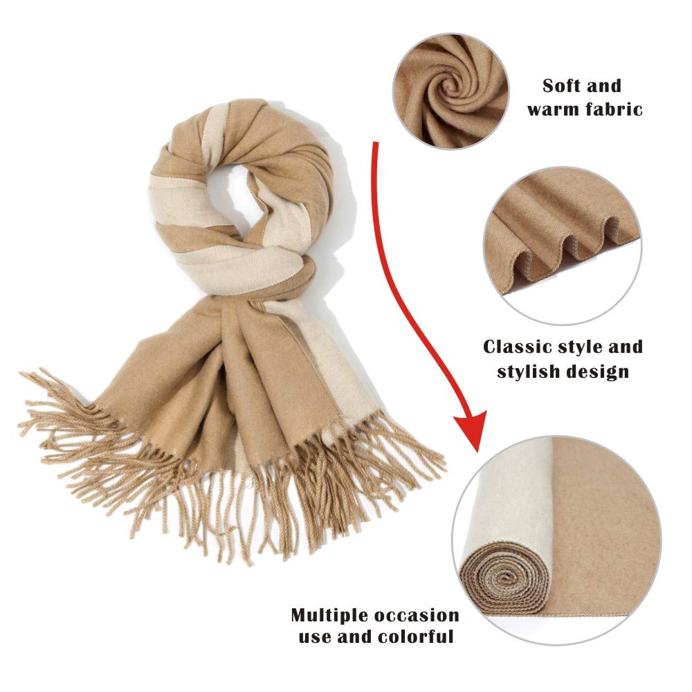 YENOREX Women's 2 tone large Soft Cashmere Feel Shawls Wraps Fall Winter Scarf gift YENOREX Women's 2 tone large Soft Cashmere Feel Shawls Wraps Fall Winter Scarf gift