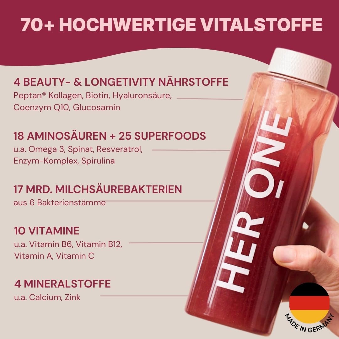 HER ONE INNER BEAUTY All in One | Vitamin Komplex hochdosiert als Multivitamin Pulver | Multivitamine & Mineralstoffe für Frauen | Multivitaminpräparate & Mineralien | Beauty Drink | 30 Portionen 3