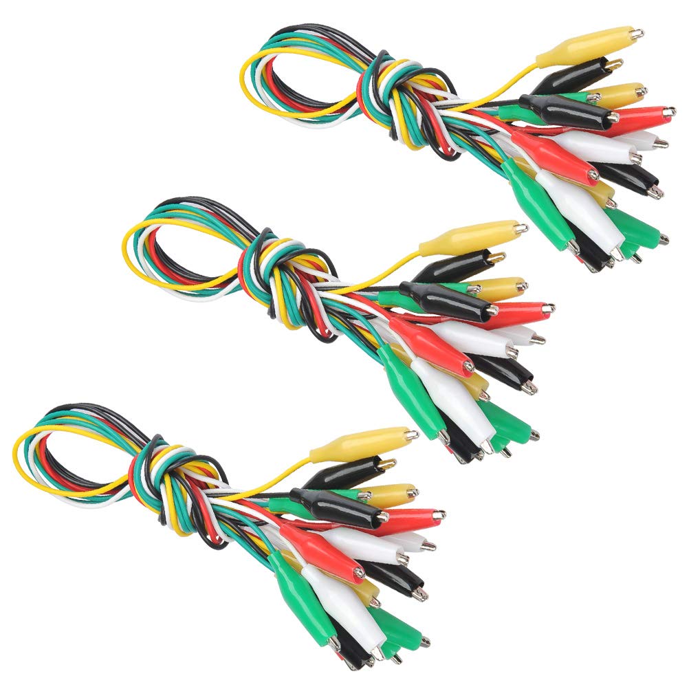 30PCS Crocodile Clips Electrical Test Leads with Alligator Clip Double-end Jumper Cables Crocodile Wires Clip Test Electrical Crocodiles Multimeter Clips Leads Circuit Connection/Experiment, 21 inches
