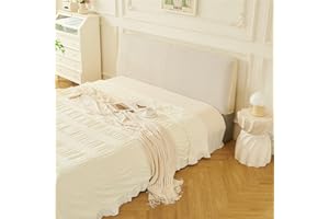 EFELIM Linen Bed Headboard Cover for Queen King Size, Stretch Bed Headboard Slipcover Anti Slip Dustproof Protector Cover (White,150cm/59in)