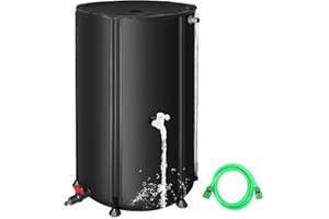 FAMIROSA 100 Gallon / 378L Collapsible Rain Barrel, Foldable PVC Rain Barrels to Collect Rainwater from Gutter, Portable Water Storage Tank Container with Hose Spigot, Water Catcher Collector Black