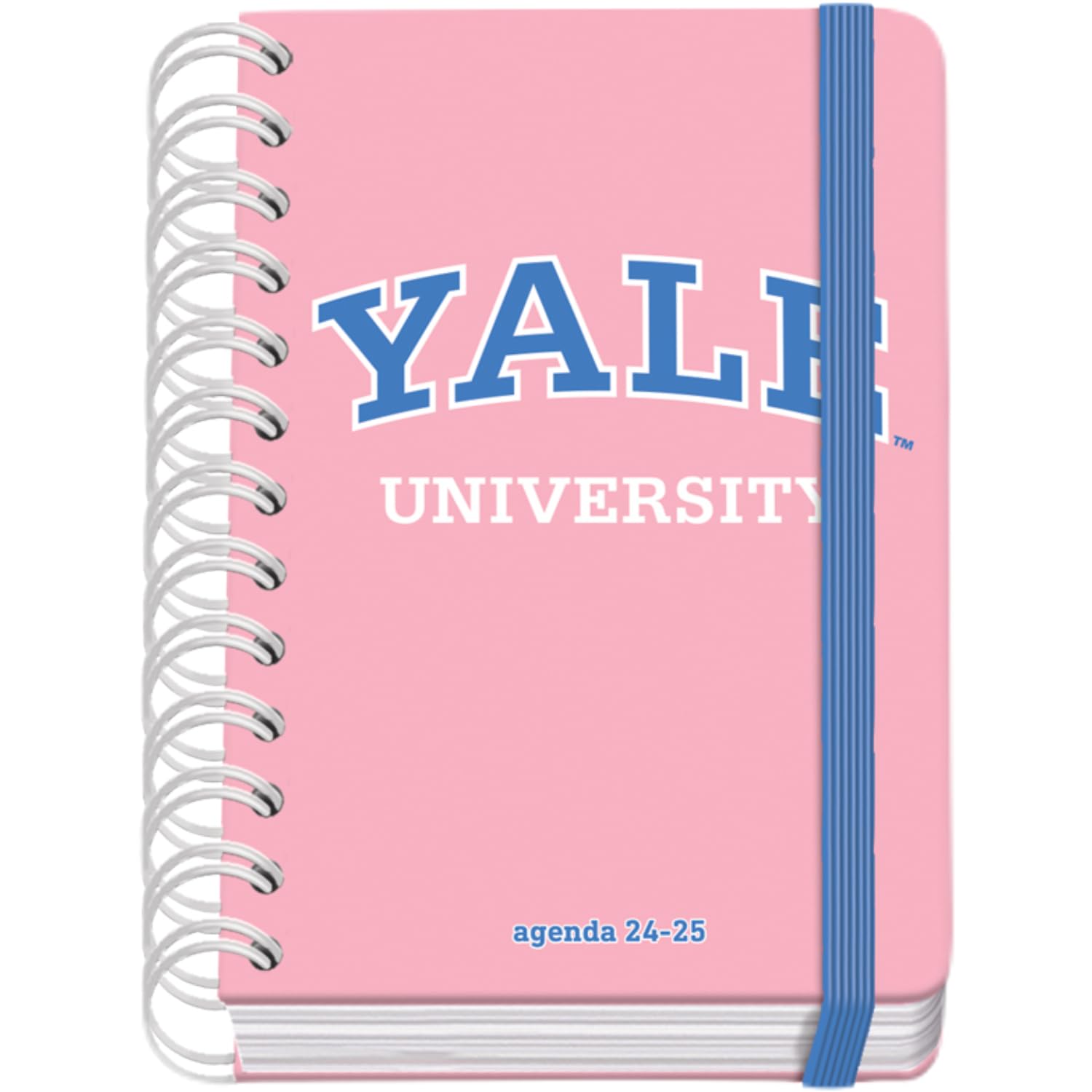DOHE - School Diary 2024 2025 – Day Page, Size A6 (12 x 17 cm), Ring Closure and Rubber, Spanish and English, 4 Sticker Pages, September to June, School Supplies - Yale University Pink Lady