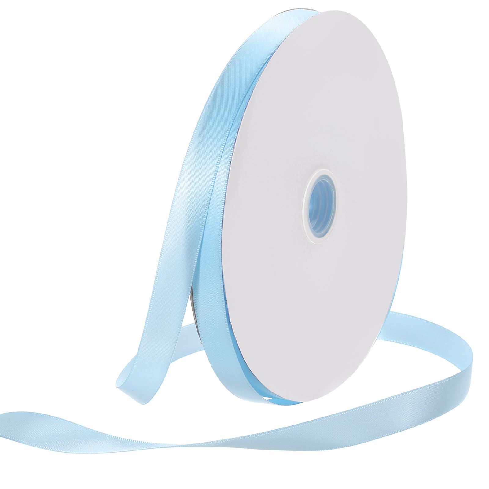 Rebower 15mm Satin Ribbon 91m Thick Double Face Grosgrain Silk Ribbon, [for Gift Wrapping, Hair Bows, Wedding, Cake, Flower] - 100 Yard/300ft/ Light Blue