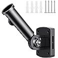 Flag Pole Holder for Outside House, hogardeck Adjustable Flagpole Bracket, Multi-Position Mounting Bracket with Hardwares, Premium Aluminum Alloy Strong and Rust Free Flagpole Holder (Black)