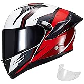 JQF Gear Modular Motorcycle Helmet Dual Visor Flip Up Full Face Helmets SJ-809 DOT Approved for Adults Men Women (Gloss Velocity, L)