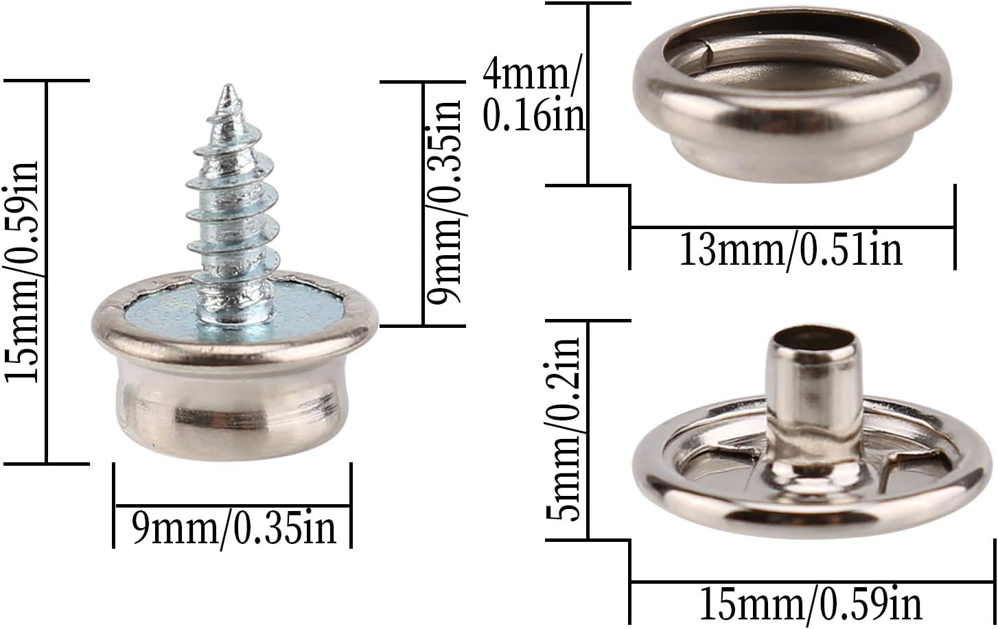 AIEX 150 PCS Canvas Snaps Kit, Stainless Steel Fastener Screw Snaps for