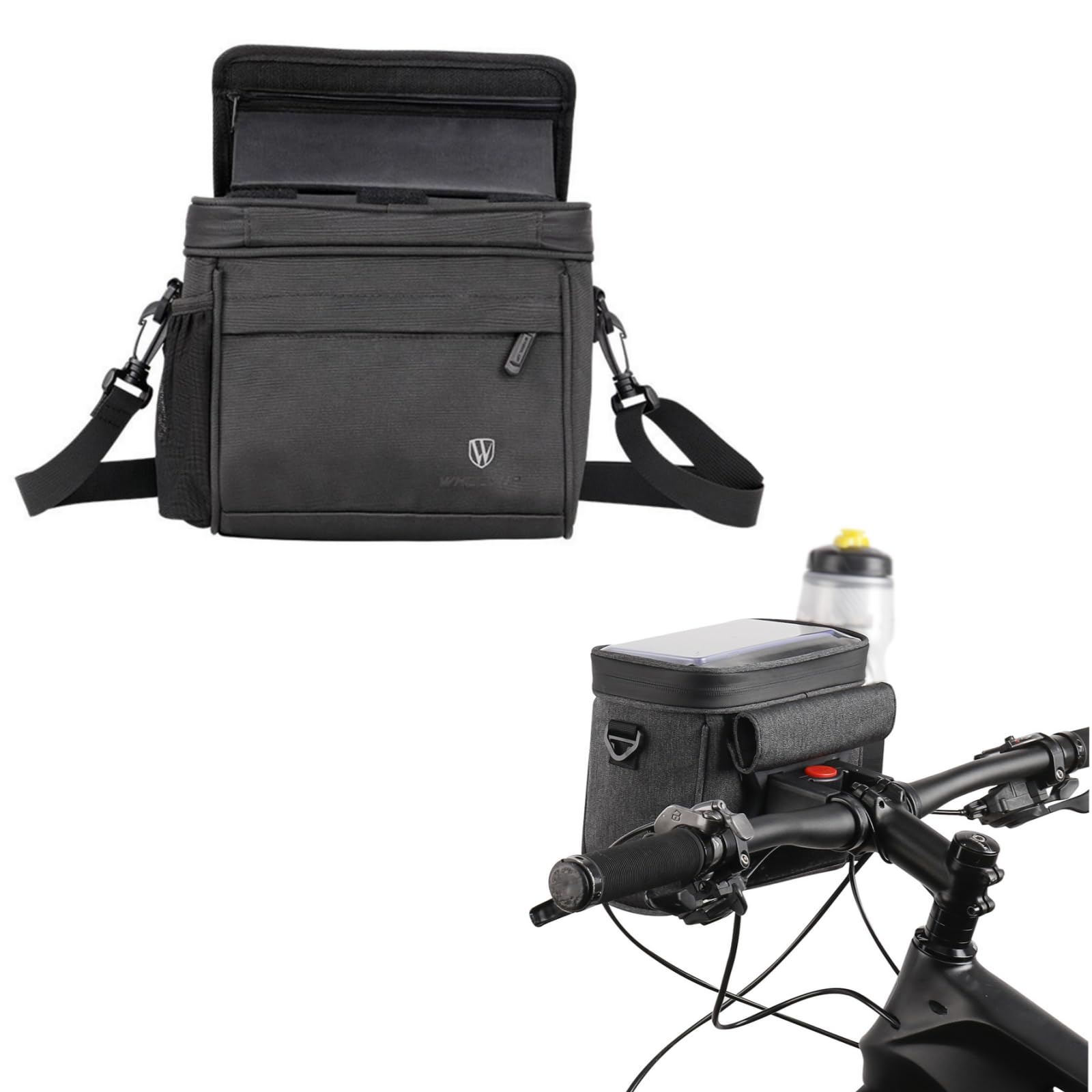 XBERSTAR Bike Handlebar Bag,Front Bike Bag,Mountain Bike Storage Bag,Waterproof Large Capacity Bicycle Bag (Black)