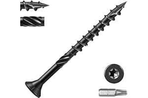 BNUOK #8 Deck Screws 2 Inch Exterior Decking Wood Screws Heavy-Duty Outdoor Torx Drive Head,Black Rust Resistant Epoxy Coated for Timber,Fence,T25 Star Bit (1Ib,107Pcs)