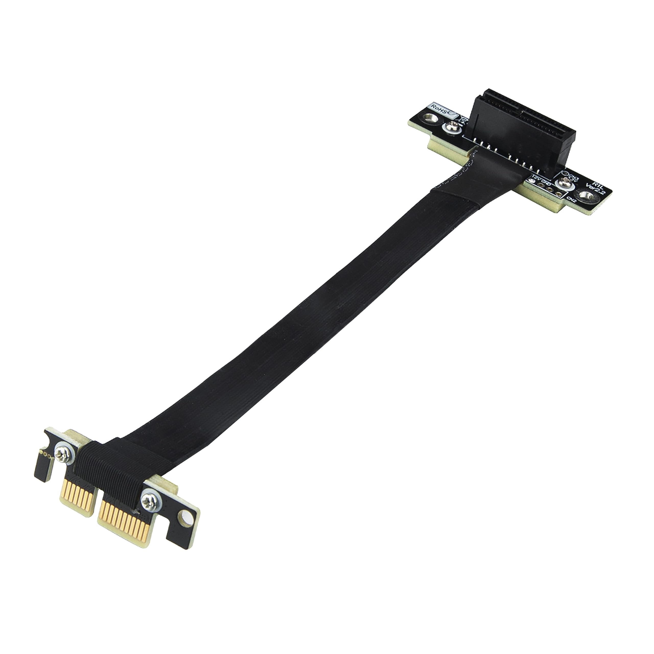 Photo 1 of 10Gtek PCIe 3.0 x1 Riser Cable, Male 90° to Female 90° EMI-Shielded GPU Jumper Cable for Graphics Cards, 20cm/0.66ft