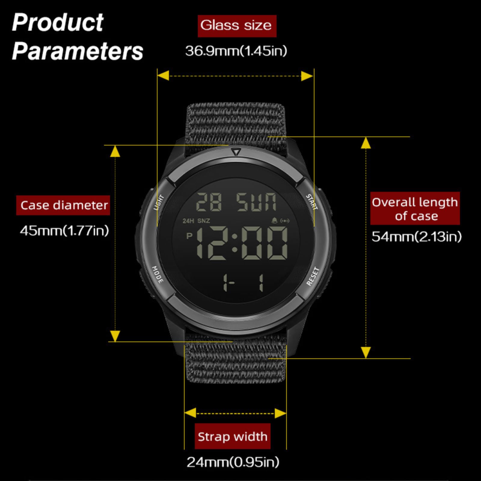 Digital Watch Military Watches for Men Black Tactical Sports Waterproof Men's Women's Wrist Watch with LED Backlight Nylon Band Stopwatch,Green