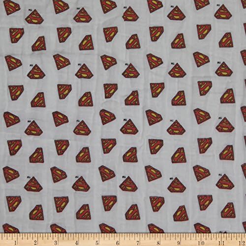Eugene Textiles DC COMICS ll Superman Logo Bambino White Fabric By The Yard