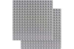 BOROLA Classic Large-Sized Bricks Baseplates 10" x 10", Multi-Color Building Brick Base Plate Compatible with Most Major Brands Perfect for Creative Play(2PCS,Gray)