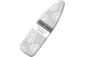 seewan Quick Install Ironing Board Cover 15" x 54" Ironing Board Cover with Nose Strap Pocket and Elastic Sides Anti-Slip and Heat-Resistant Stylish Home Ironing Board