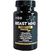 Extreme Energy Pills | 400mg Caffeine | 600mg Ashwagandha | 200mg Lions Mane | Increased Energy & Focus & Mood by Beast Mind