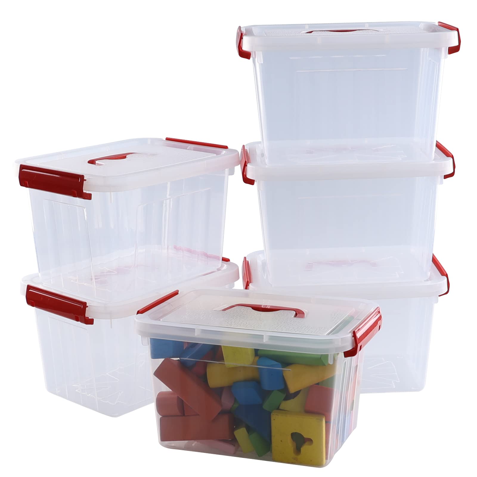 Annkky 6 Packs 6 Liter Plastic Boxes with Lids, Small Clear Storage Box