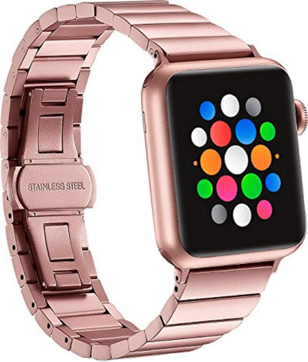 Platinum - Link Stainless Steel Band for Apple Watch 38mm - Rose Gold