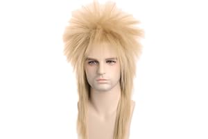 Topcosplay 70s 80s Wig for Women Men Couples Halloween Costumes Wig Rocking Punk Rocker Mullet Wig Blonde