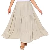 Agnes Orinda Plus Size Women's Swing Maxi Skirt Elastic High Waist Boho Flowy Casual Aline Long Beach Skirts