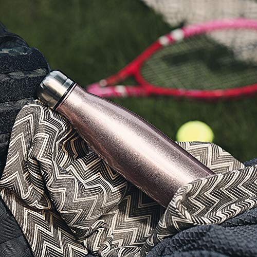 Water Bottle Stainless Steel Vacuum Insulated Double Walled Cola Shape Thermoses (Rose Gold-4)