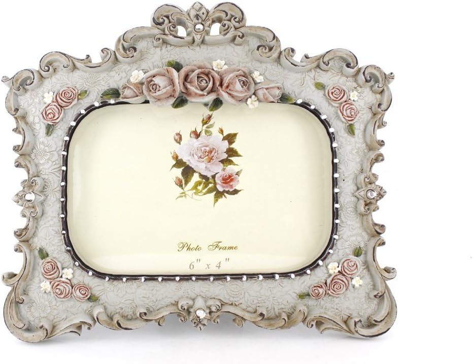 4x6-inch Victorian Floral Desktop Picture Frame