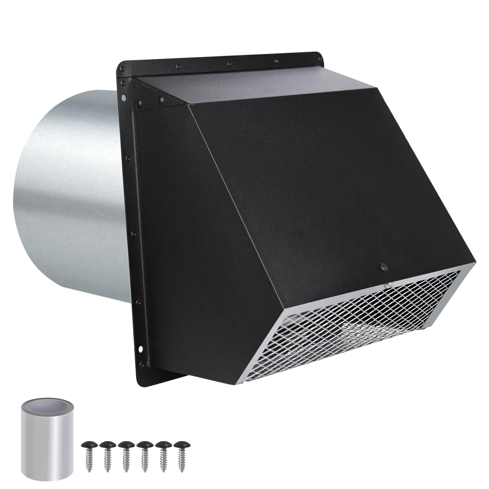Photo 1 of 10" Hooded Wall Exhaust Vent Cover Outdoor Hooded Wall Vent with Screen and Damper,Outside Exhaust Dryer Vent Cover Exterior Wall Vent Cover for House Kitchen Range Hood Dryer,Black Hood Wall Vent Cap