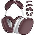 [4 in 1] Silicone Case Cover for AirPods Max USB-C (2024), Anti-Scratch Sweat-Proof Ear Pad Case Cover/Ear Cups Cover/Headband Cover Accessories Silicone Protector for AirPods Max (Burgundy)